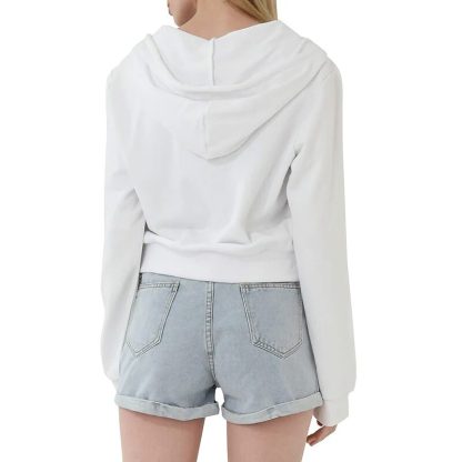 Chic Crop Top Zippered Hoodie - Image 3