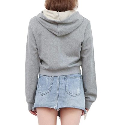 Chic Crop Top Zippered Hoodie - Image 5