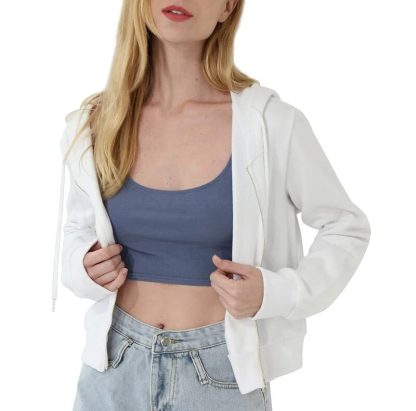 Chic Crop Top Zippered Hoodie