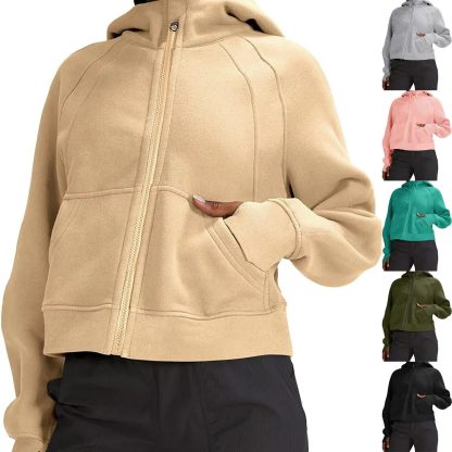 Solid Color Full Zipper Hoodie - Image 2