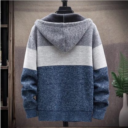 Thick Knitted Striped Hoodie - Image 2