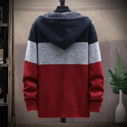 Thick Knitted Striped Hoodie - Image 4