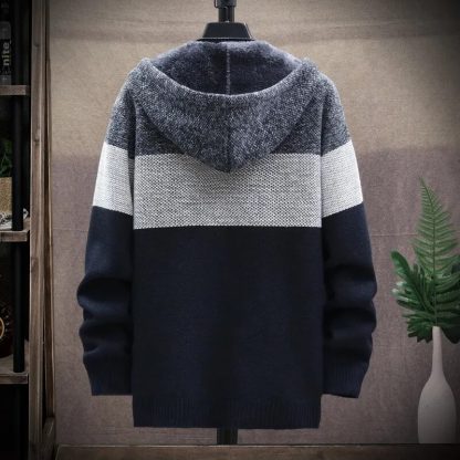 Thick Knitted Striped Hoodie - Image 6