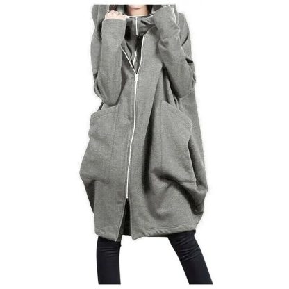 Mid-Length Loose Zip-Up Hoodie - Image 4