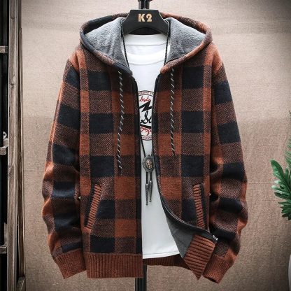 Plaid Fleece-Lined Winter Hoodies - Image 4