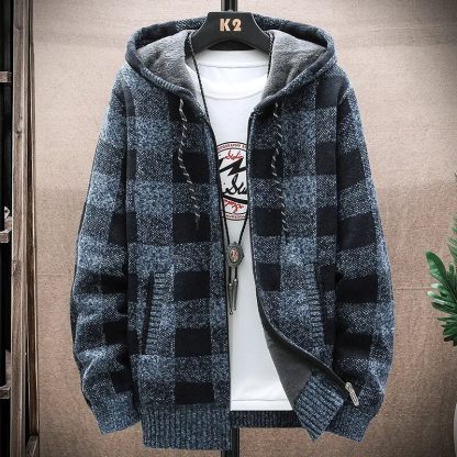 Plaid Fleece-Lined Winter Hoodies - Image 6