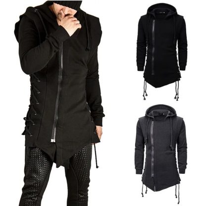 Hooded Lace-Up Plain Jacket - Image 2