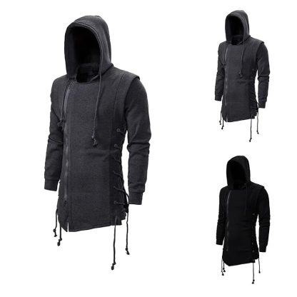 Hooded Lace-Up Plain Jacket - Image 3