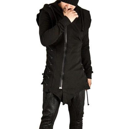 Hooded Lace-Up Plain Jacket - Image 4