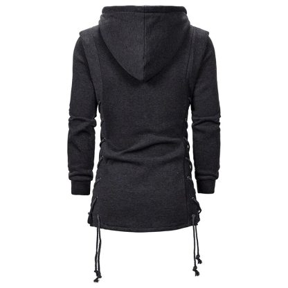 Hooded Lace-Up Plain Jacket - Image 5