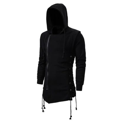 Hooded Lace-Up Plain Jacket - Image 6