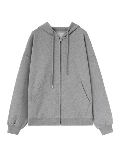 Loose Fit Sports Zip-Up Hoodie - Image 5