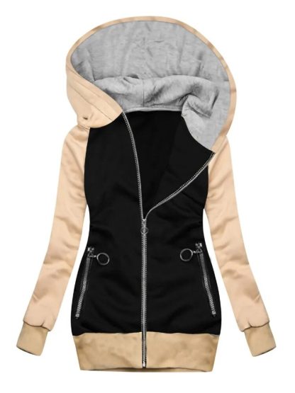 Long Slim Zippered Pockets Hoodie - Image 4