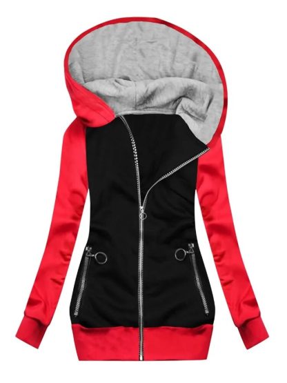 Long Slim Zippered Pockets Hoodie - Image 5