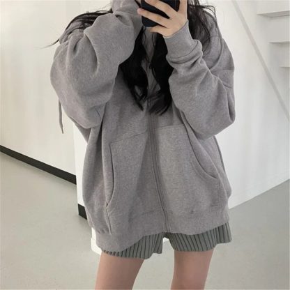 Streetwear Zip-Up Oversized Hoodies - Image 3