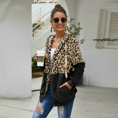 Warm Leopard Hooded Sweatshirts - Image 2