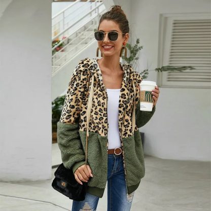 Warm Leopard Hooded Sweatshirts