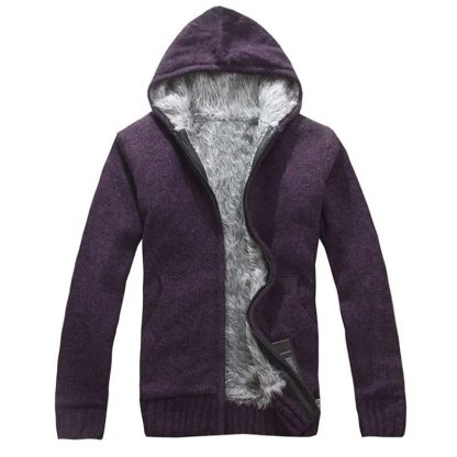 Thick Hooded Sweater with Zipper - Image 5