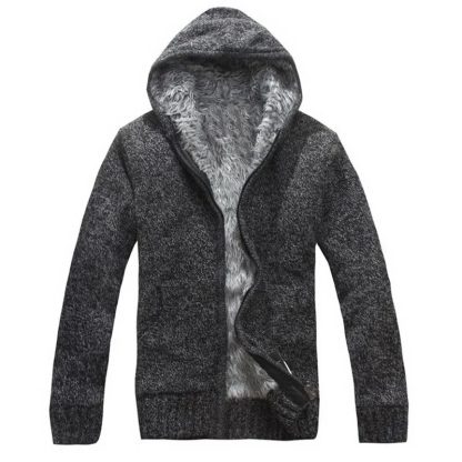 Thick Hooded Sweater with Zipper