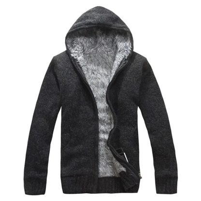 Thick Hooded Sweater with Zipper - Image 6