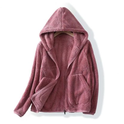 Hooded Long Sleeve Fleece Jacket - Image 2