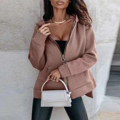 Long Sleeve Hooded Sweatshirt Coat - Image 2
