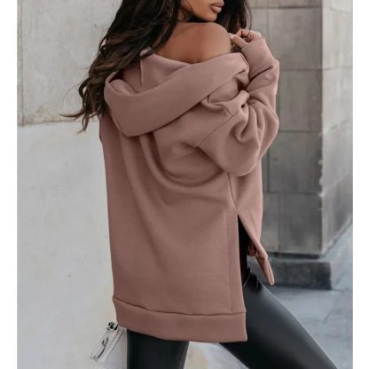 Long Sleeve Hooded Sweatshirt Coat - Image 3