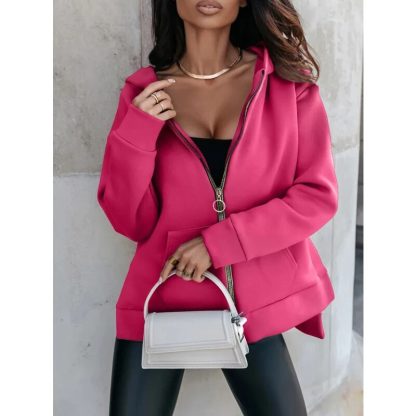 Long Sleeve Hooded Sweatshirt Coat - Image 5