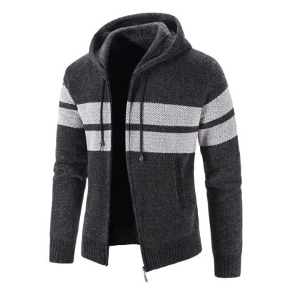 Casual Stripe Hooded Sweater - Image 2