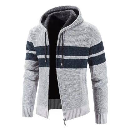 Casual Stripe Hooded Sweater - Image 4