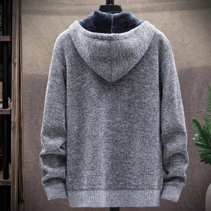 Pure Color Hooded Jacket Sweater - Image 2