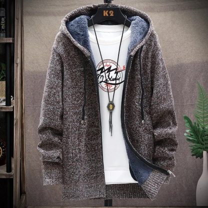 Pure Color Hooded Jacket Sweater - Image 5