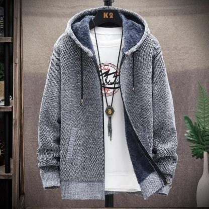 Pure Color Hooded Jacket Sweater
