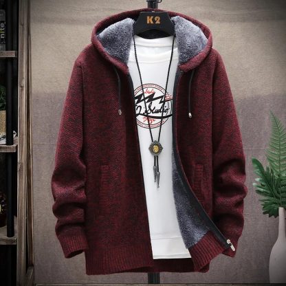Pure Color Hooded Jacket Sweater - Image 6