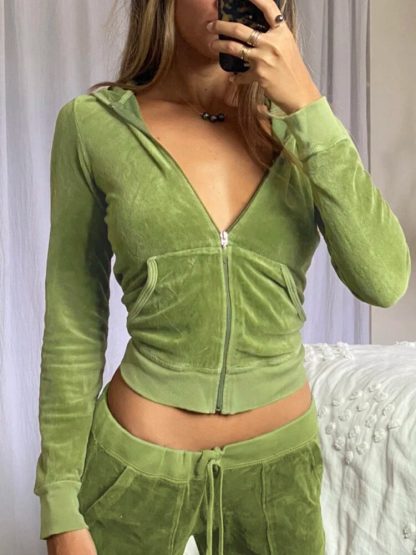 Skinny Overcoat Hoodie Top and Pants - Image 2