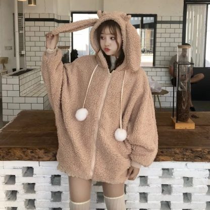 Cute Warm Plush Ears Hoodie - Image 3