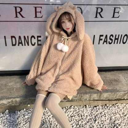 Cute Warm Plush Ears Hoodie - Image 5