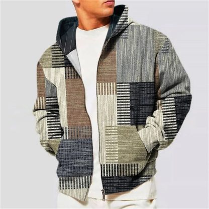 Block Color Zip-Up Hoodie Jacket - Image 2