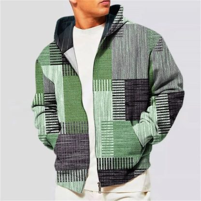 Block Color Zip-Up Hoodie Jacket - Image 3