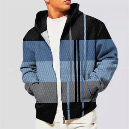 Block Color Zip-Up Hoodie Jacket - Image 5