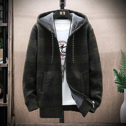 Plaid Printed Hooded Sweater Jacket - Image 6
