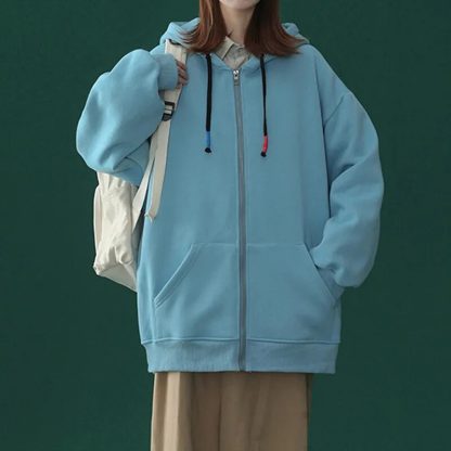 Loose Fit Cozy Zip-Up Hoodie - Image 5