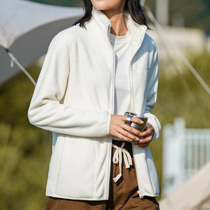 Fleece Collar Up Hoodie with Pockets - Image 2