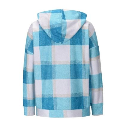 Loose Plaid Big Pocket Hoodie - Image 2