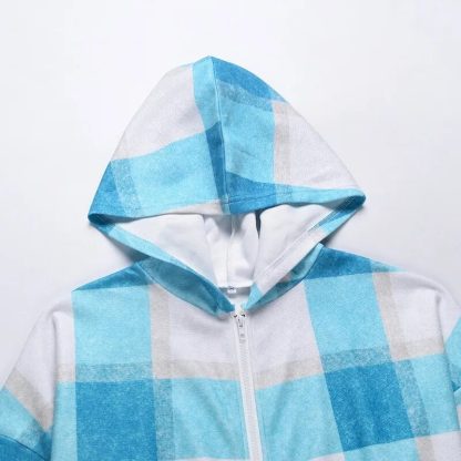 Loose Plaid Big Pocket Hoodie - Image 3