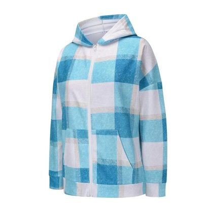Loose Plaid Big Pocket Hoodie