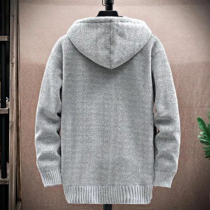 Solid Knitted Style Hoodie - Image 2