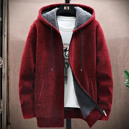 Solid Knitted Style Hoodie - Image 5