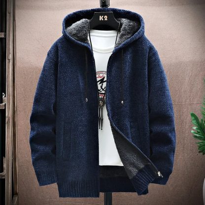 Solid Knitted Style Hoodie - Image 6