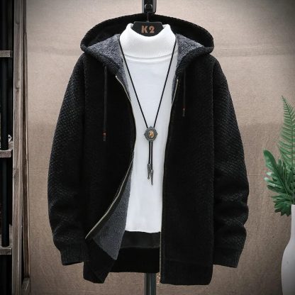 Winter Hooded Solid Sweater - Image 3